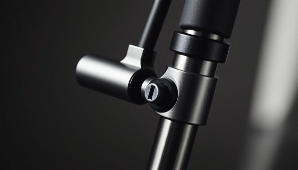 A close-up view of a trekking pole's locking mechanism, showcasing its inner workings and adjustment capabilities. The mechanism is composed of a sturdy metal alloy, with a smooth sliding action and a tactile locking lever. The lighting is focused, creating defined shadows that highlight the mechanism's contours and intricate details. The camera angle is slightly elevated, providing a comprehensive perspective on the mechanism's structure and functionality. The overall mood is one of precision engineering and technical sophistication, complementing the article's in-depth exploration of the trekking pole's adjustability. A close-up view of a trekking pole's locking mechanism, showcasing its inner workings and adjustment capabilities. The mechanism is composed of a sturdy metal alloy, with a smooth sliding action and a tactile locking lever. The lighting is focused, creating defined shadows that highlight the mechanism's contours and intricate details. The camera angle is slightly elevated, providing a comprehensive perspective on the mechanism's structure and functionality. The overall mood is one of precision engineering and technical sophistication, complementing the article's in-depth exploration of the trekking pole's adjustability.