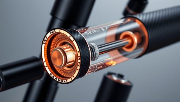A detailed, high-resolution image of the internal construction of ultra-lightweight 3k carbon fiber trekking poles. Show a cross-section view revealing the layered carbon fiber weave and internal reinforcement components. Capture the poles from an angle, with soft, diffused lighting illuminating the intricate structural details. Convey a sense of precision engineering and robust durability. The image should provide a clear visual explanation of the key technological highlights of these advanced, high-performance trekking poles. A detailed, high-resolution image of the internal construction of ultra-lightweight 3k carbon fiber trekking poles. Show a cross-section view revealing the layered carbon fiber weave and internal reinforcement components. Capture the poles from an angle, with soft, diffused lighting illuminating the intricate structural details. Convey a sense of precision engineering and robust durability. The image should provide a clear visual explanation of the key technological highlights of these advanced, high-performance trekking poles.