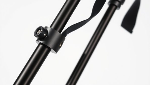 Detailed close-up of a 3k carbon fiber trekking pole with a quick lock mechanism, placed against a plain white background. The pole is illuminated with soft, even lighting to highlight its sleek, technical design. The focus is on the locking mechanism, with a crisp, high-resolution view showcasing its intricate components and precise engineering. The image conveys a sense of quality, durability, and the reliable functionality essential for serious outdoor trekking and hiking. Detailed close-up of a 3k carbon fiber trekking pole with a quick lock mechanism, placed against a plain white background. The pole is illuminated with soft, even lighting to highlight its sleek, technical design. The focus is on the locking mechanism, with a crisp, high-resolution view showcasing its intricate components and precise engineering. The image conveys a sense of quality, durability, and the reliable functionality essential for serious outdoor trekking and hiking.