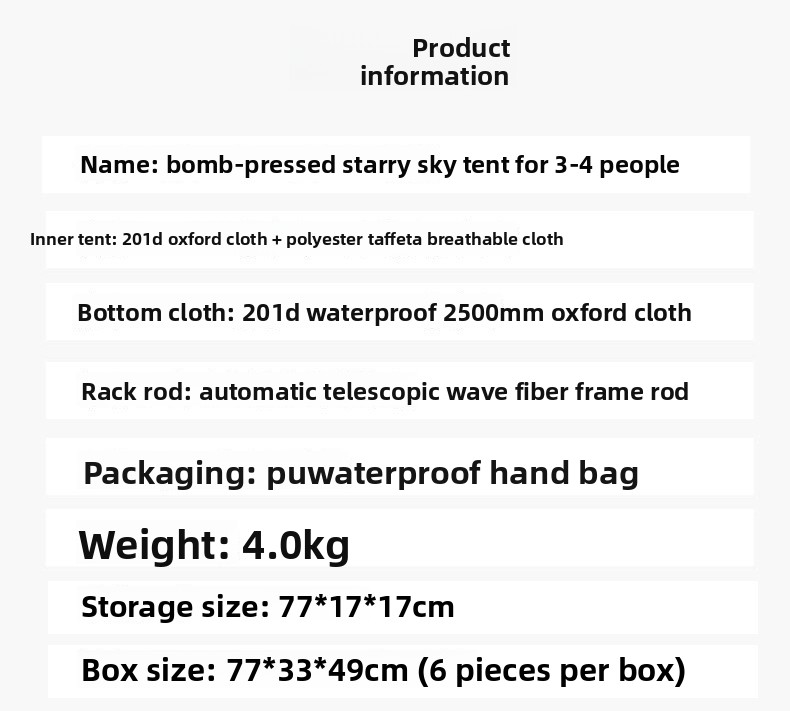 automatic starry sky tent