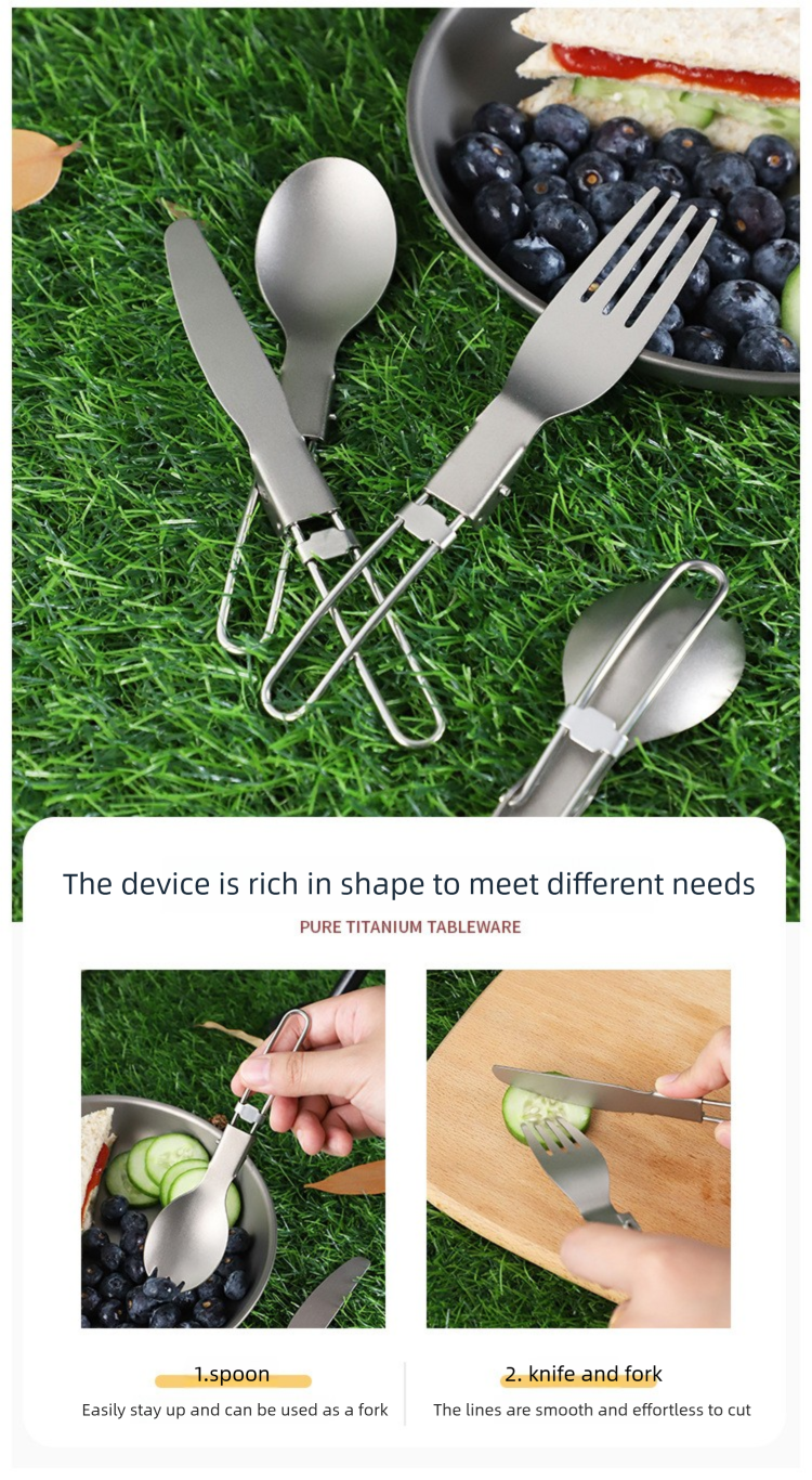 titanium alloy folding tableware
