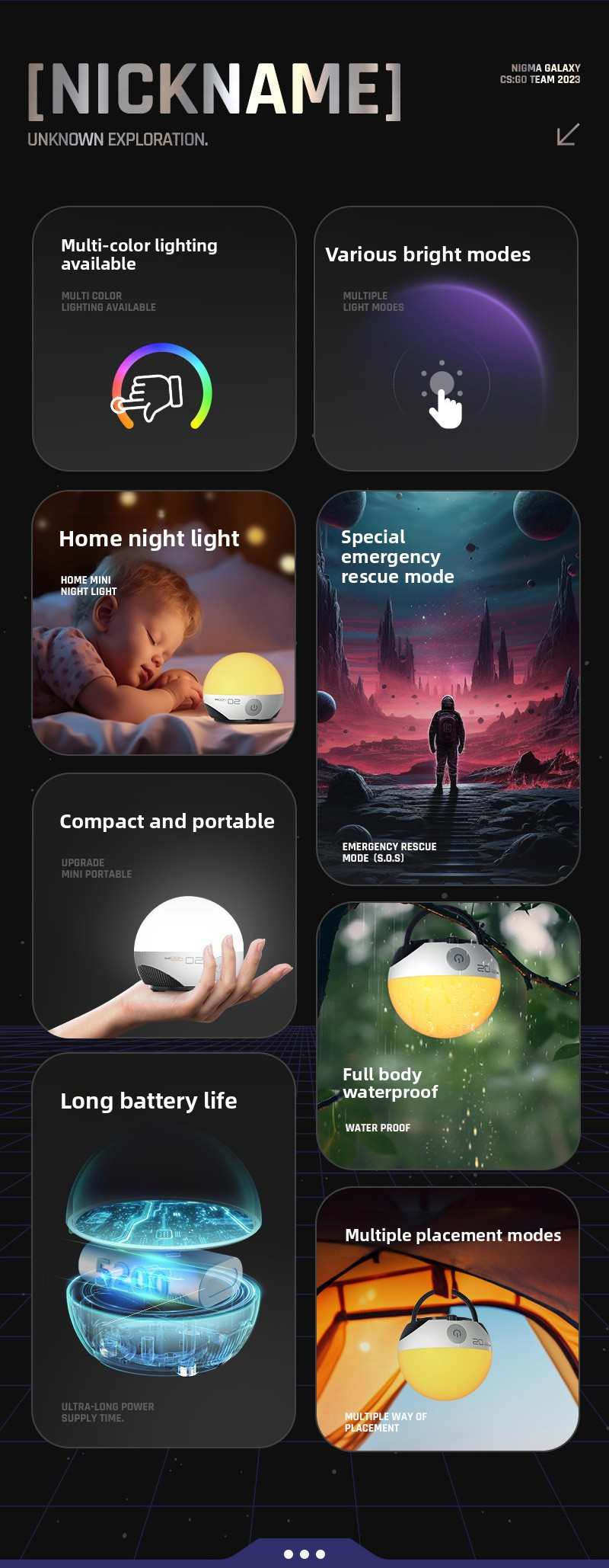 camping round light