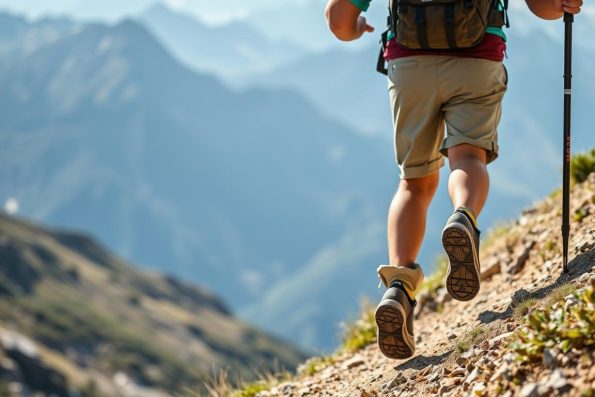 Carbon fiber trekking poles being used on a mountain trail showing best material for trekking poles in action Carbon fiber trekking poles being used on a mountain trail showing best material for trekking poles in action