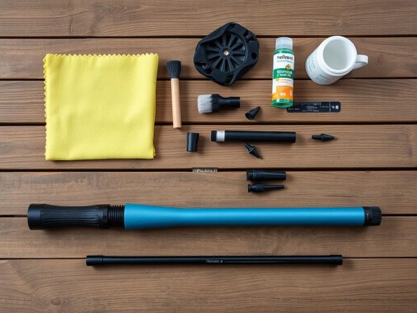 Cleaning and maintaining trail running poles with tools and supplies