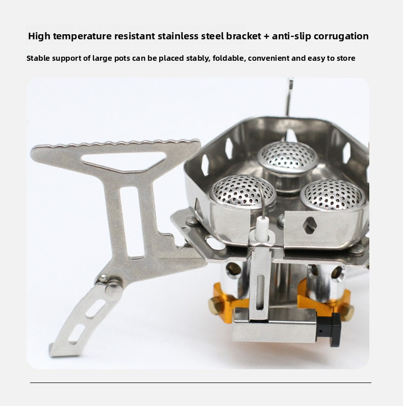 mini folding three burner stove (split stainless steel)