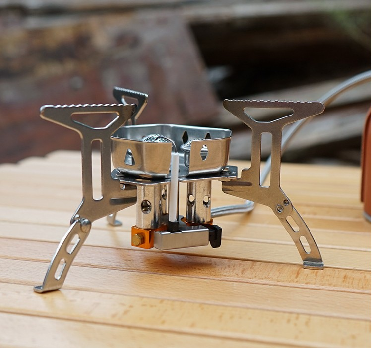 mini folding three burner stove (split stainless steel)
