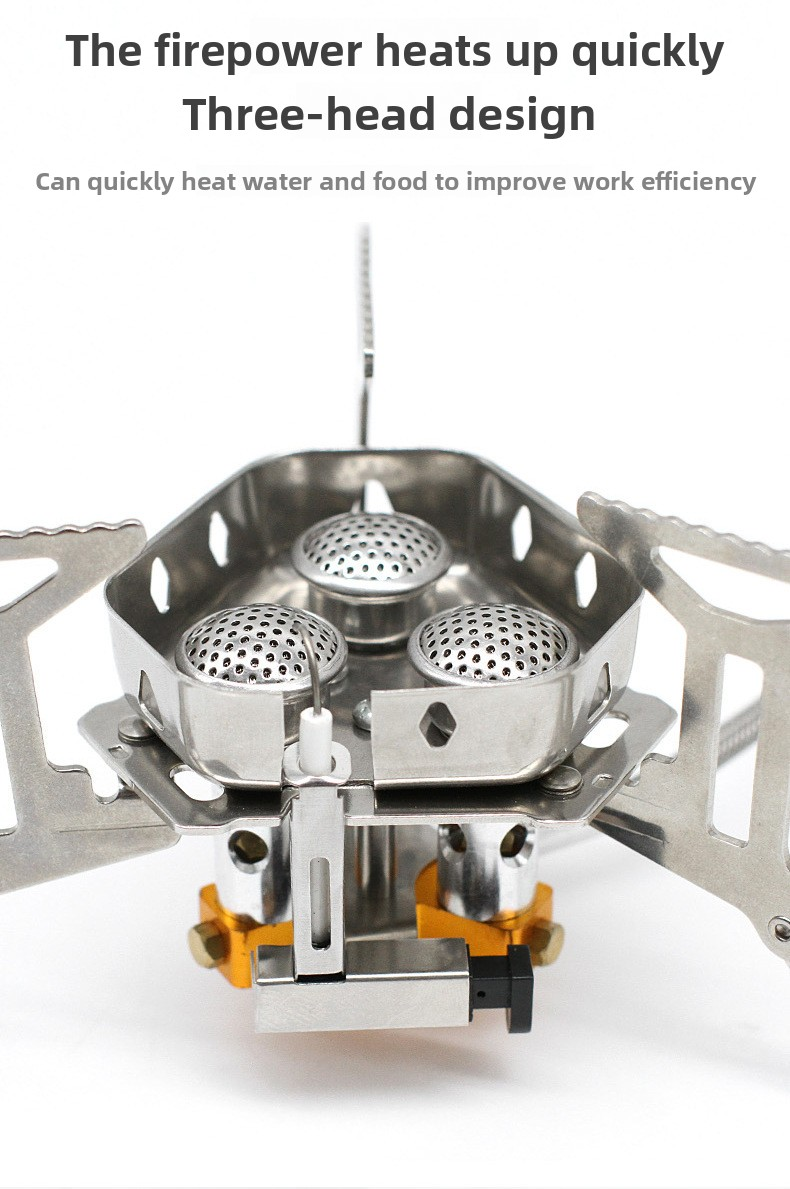 mini folding three burner stove (split stainless steel)