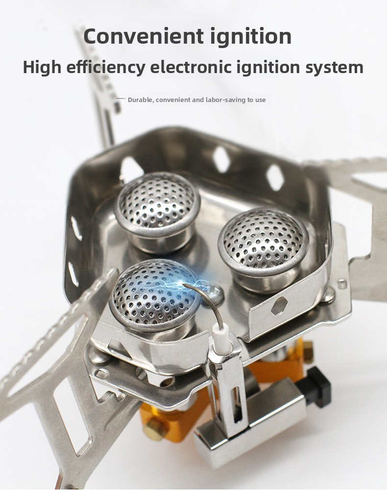 mini folding three burner stove (split stainless steel)