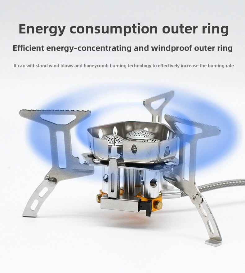 mini folding three burner stove (split stainless steel)