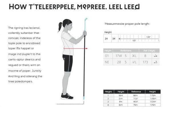Diagram showing how to measure proper pole length for trail running based on height