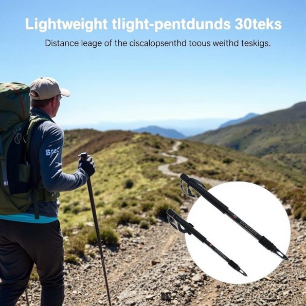 Lightweight carbon fiber trekking poles being used on a long-distance trail showing best material for trekking poles for thru-hiking