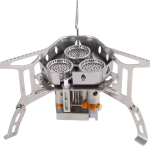 main figure 5 mini folding three burner stove (split stainless steel)