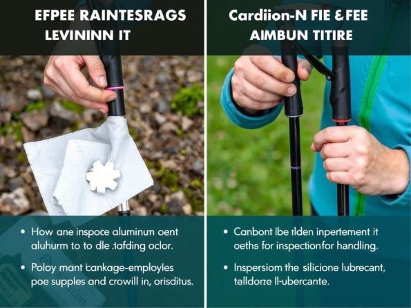 Maintenance of different trekking pole materials showing best material for trekking poles care techniques Maintenance of different trekking pole materials showing best material for trekking poles care techniques